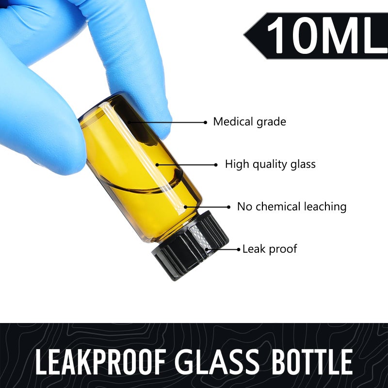 Newzoll 10ml Amber Glass Bottles for Essential Oils, Chemistry Lab Chemicals, Colognes & Perfumes (10 Pieces) - Image 3